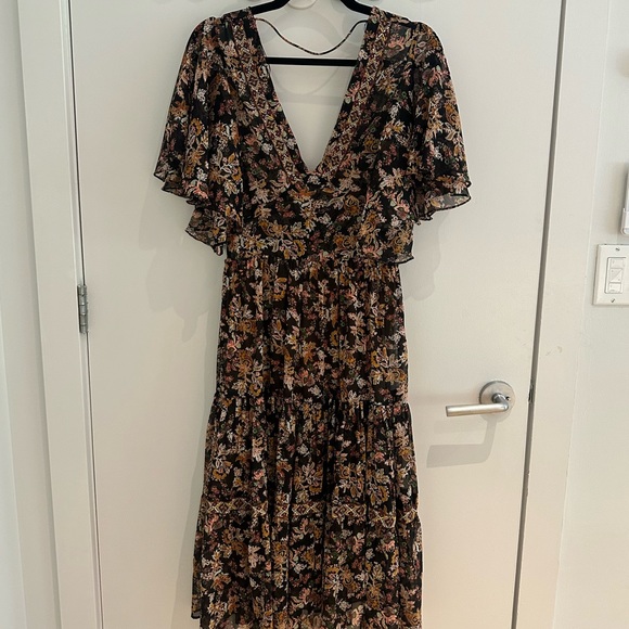 Zara beaded sheer floral maxi dress open back - Picture 3 of 6